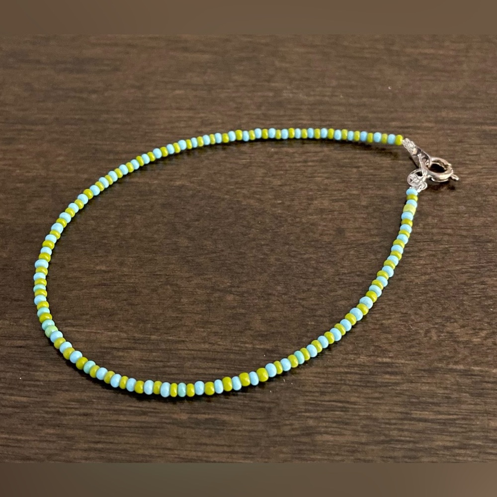 Blue and green beaded bracelet